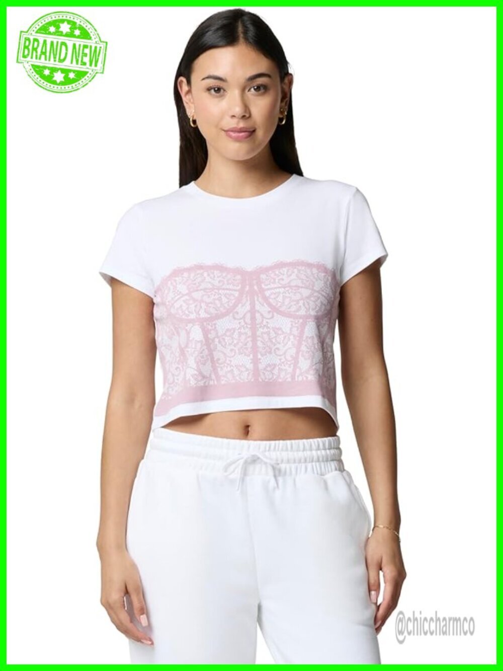 Crop Graphic Tee, 100% Cotton, Crew Neck, Relaxed Fit